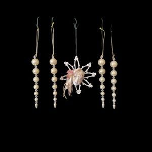 Set of 5 Christmas Ornaments Diamonds, Pearls, and Mardi Gras Crochet